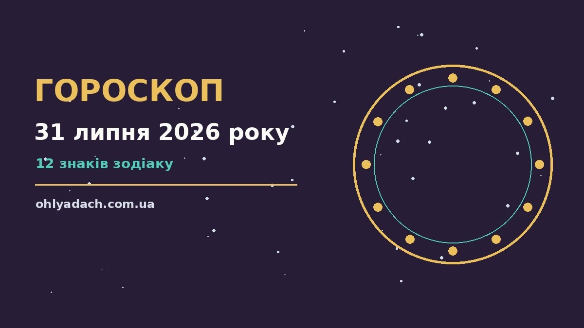 Гороскоп на 31 липня 2026 року — поради для дванадцяти знаків Зодіаку на п'ятницю