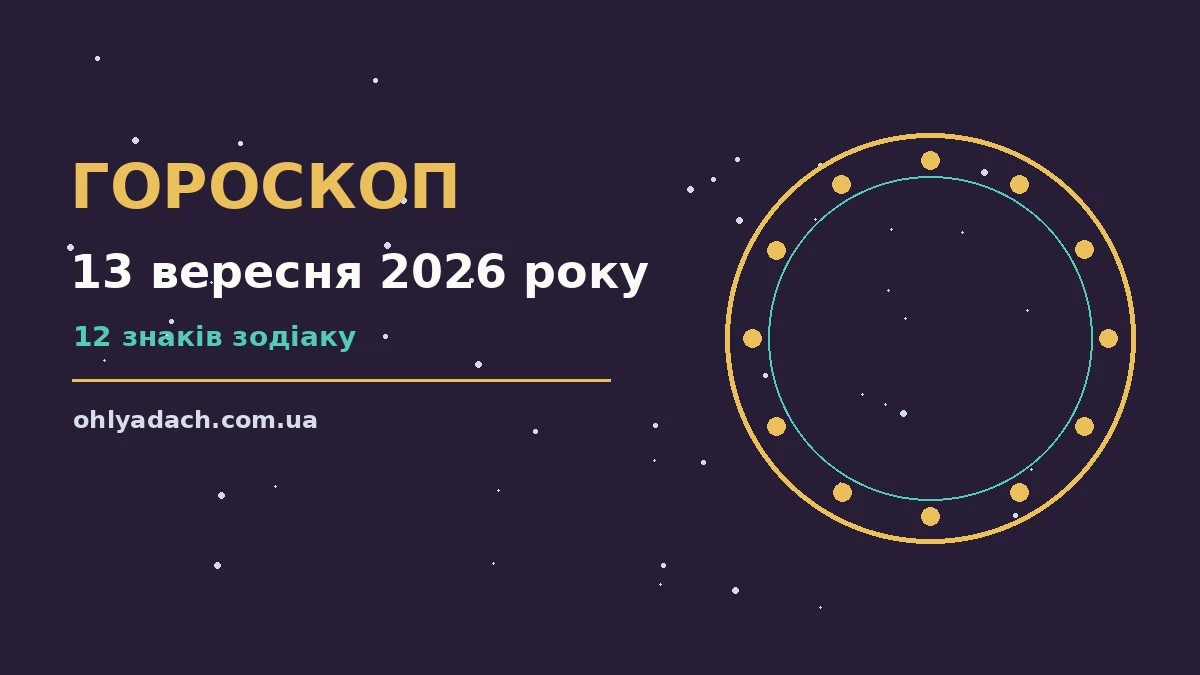 Астрологічний гороскоп на 13 вересня 2026 року для дванадцяти знаків зодіаку