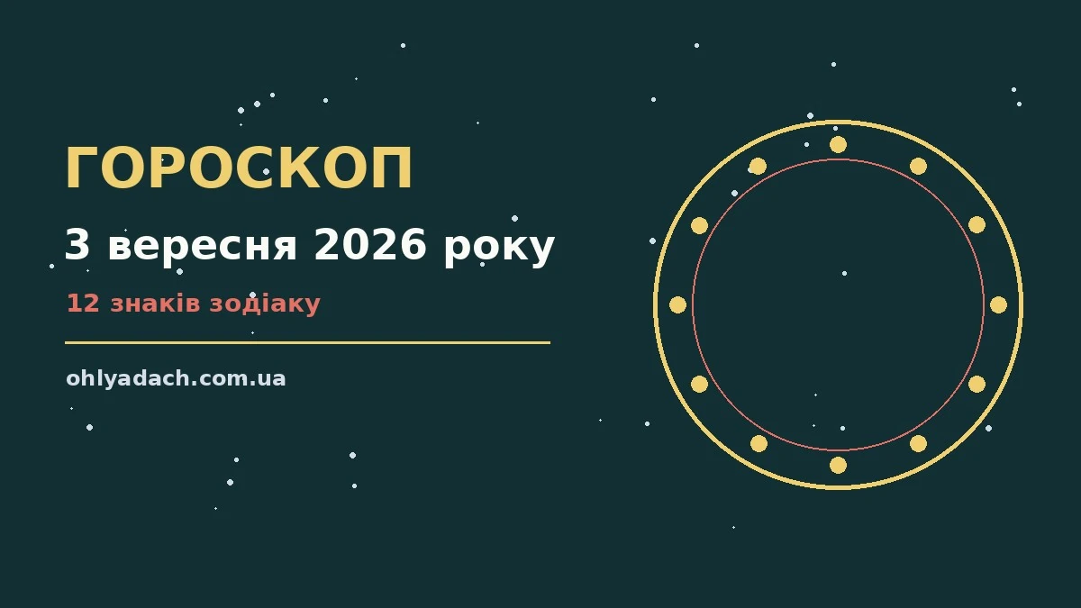 Зоряний гороскоп на 3 вересня 2026 року з порадами для дванадцяти знаків зодіаку