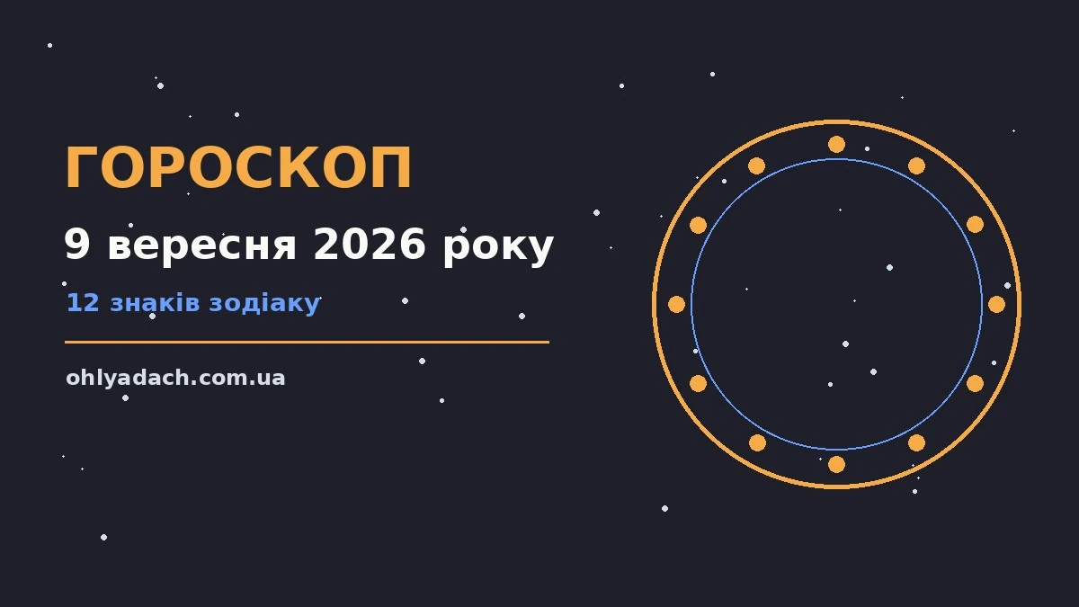 Зодіакальні символи на тлі ранкового неба, гороскоп на 9 вересня 2026